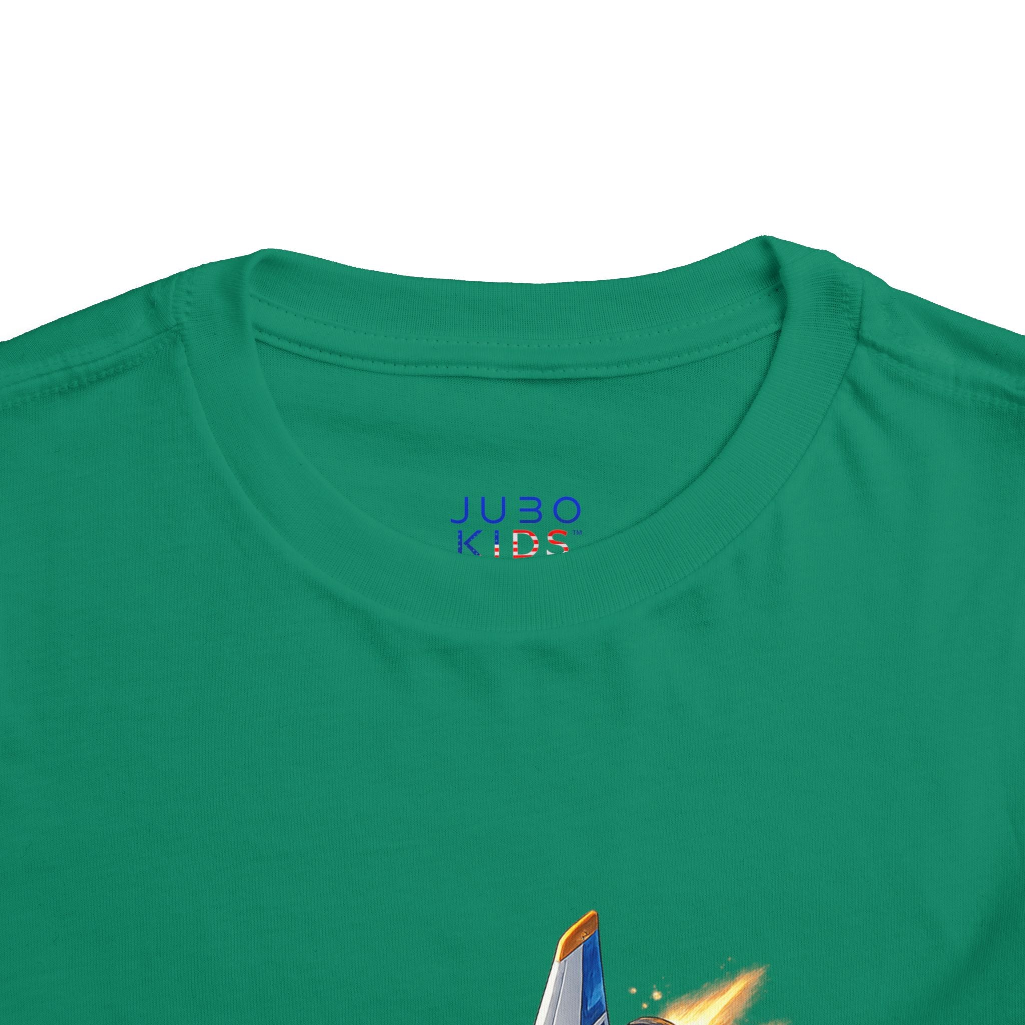 Toddler Tee — Blue & Yellow Spaceship Rocket Graphic