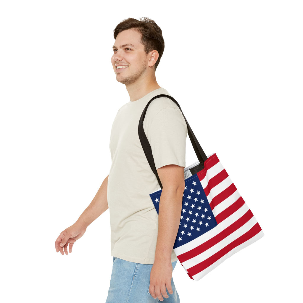 Stars & Stripes Canvas Tote Bag | American Flag Tote | Patriotic Cotton Shopping Bag | Reusable Beach Tote | USA Gift