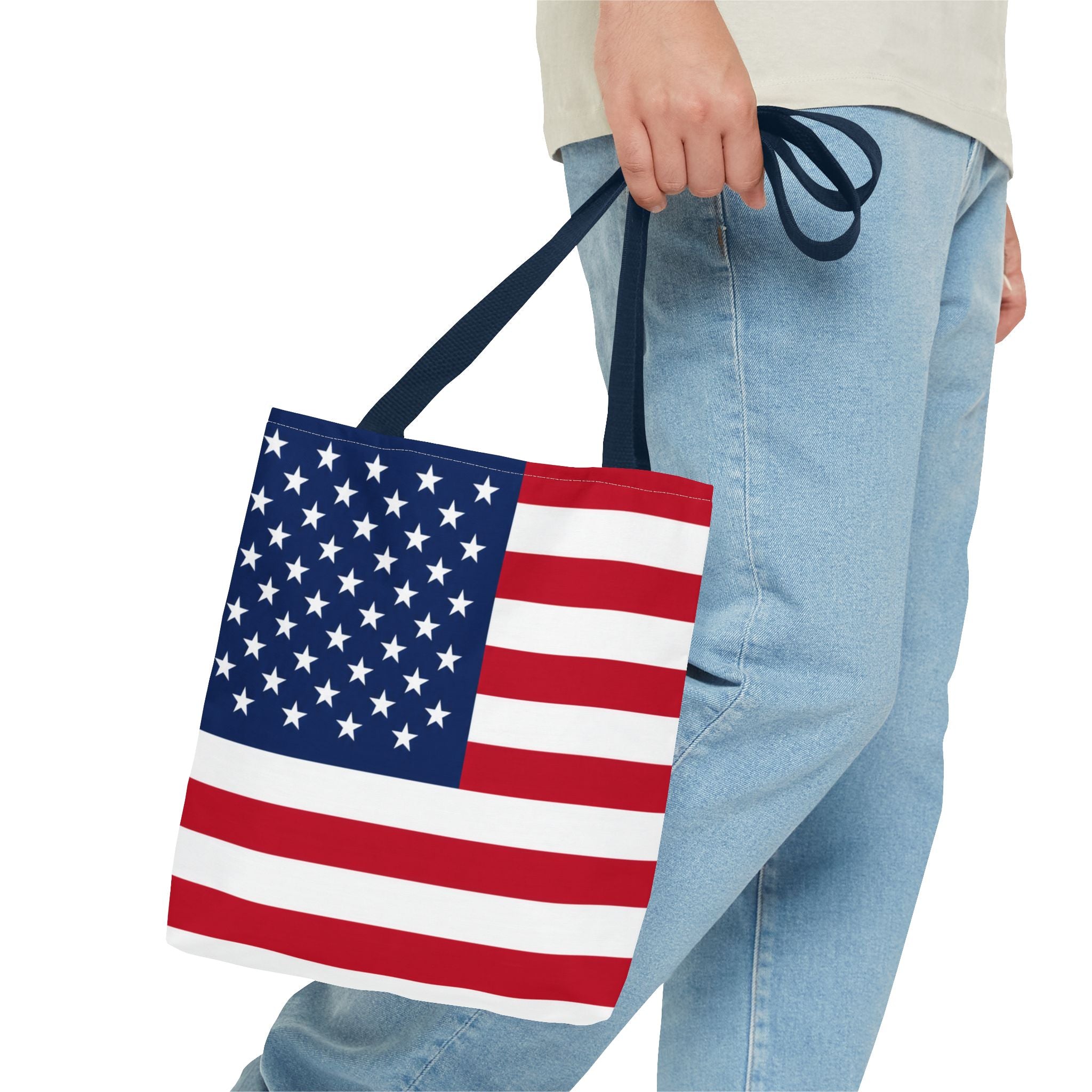 American Flag Tote Bag — Patriotic Stars & Stripes All-Over Print