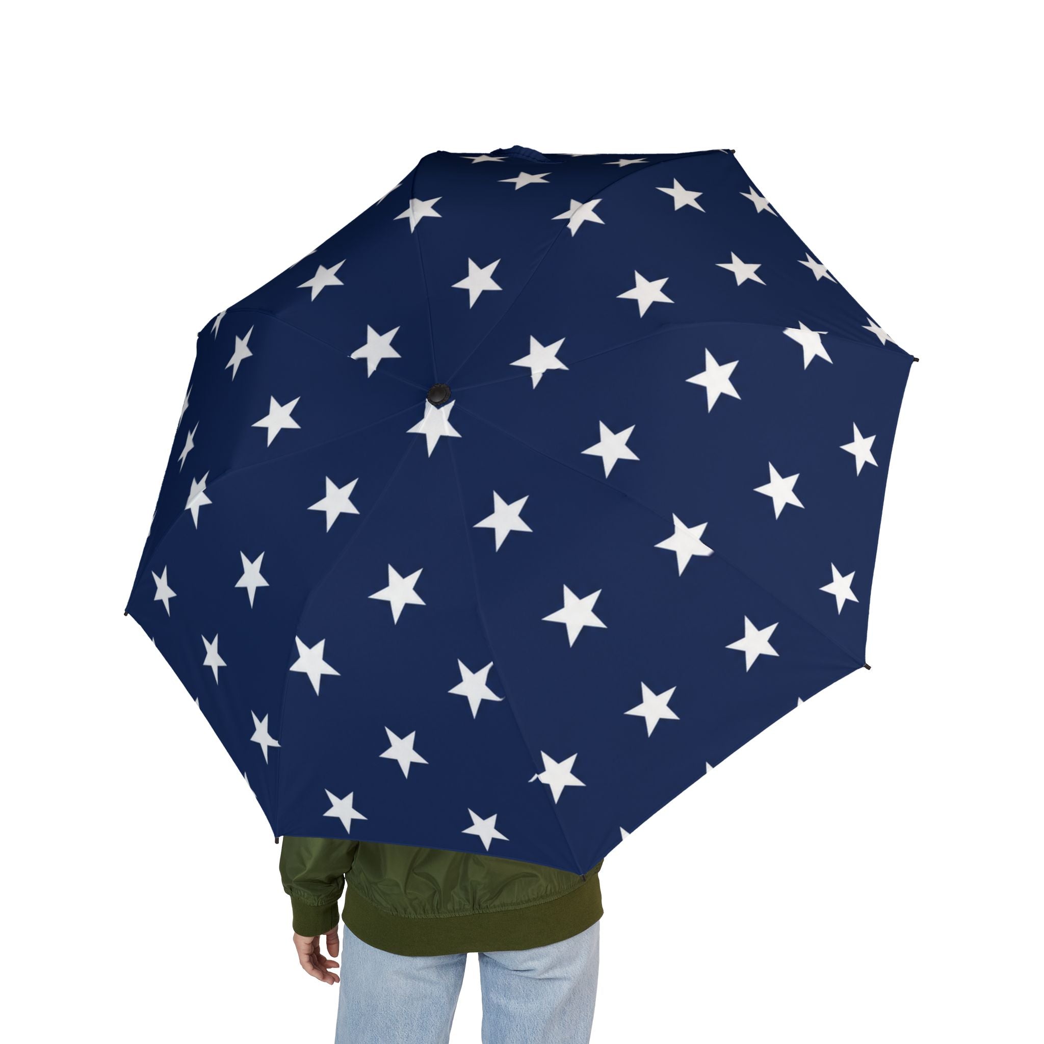 Star Print Foldable Umbrella — Compact Semi-Automatic Rain Shield