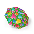 Foldable Umbrella — Colorful Watercolor Hearts Rain Umbrella
