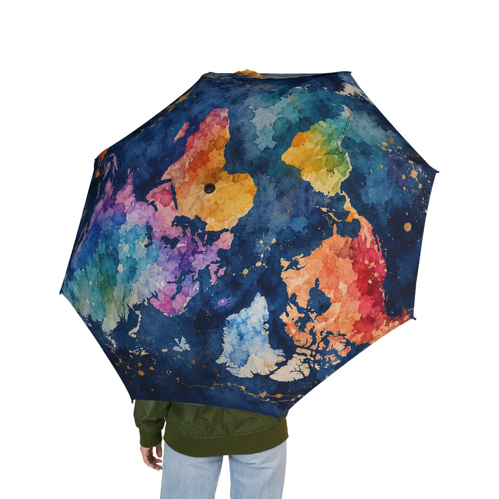 Galaxy Watercolor Foldable Umbrella — Semi-Automatic Compact Travel Umbrella