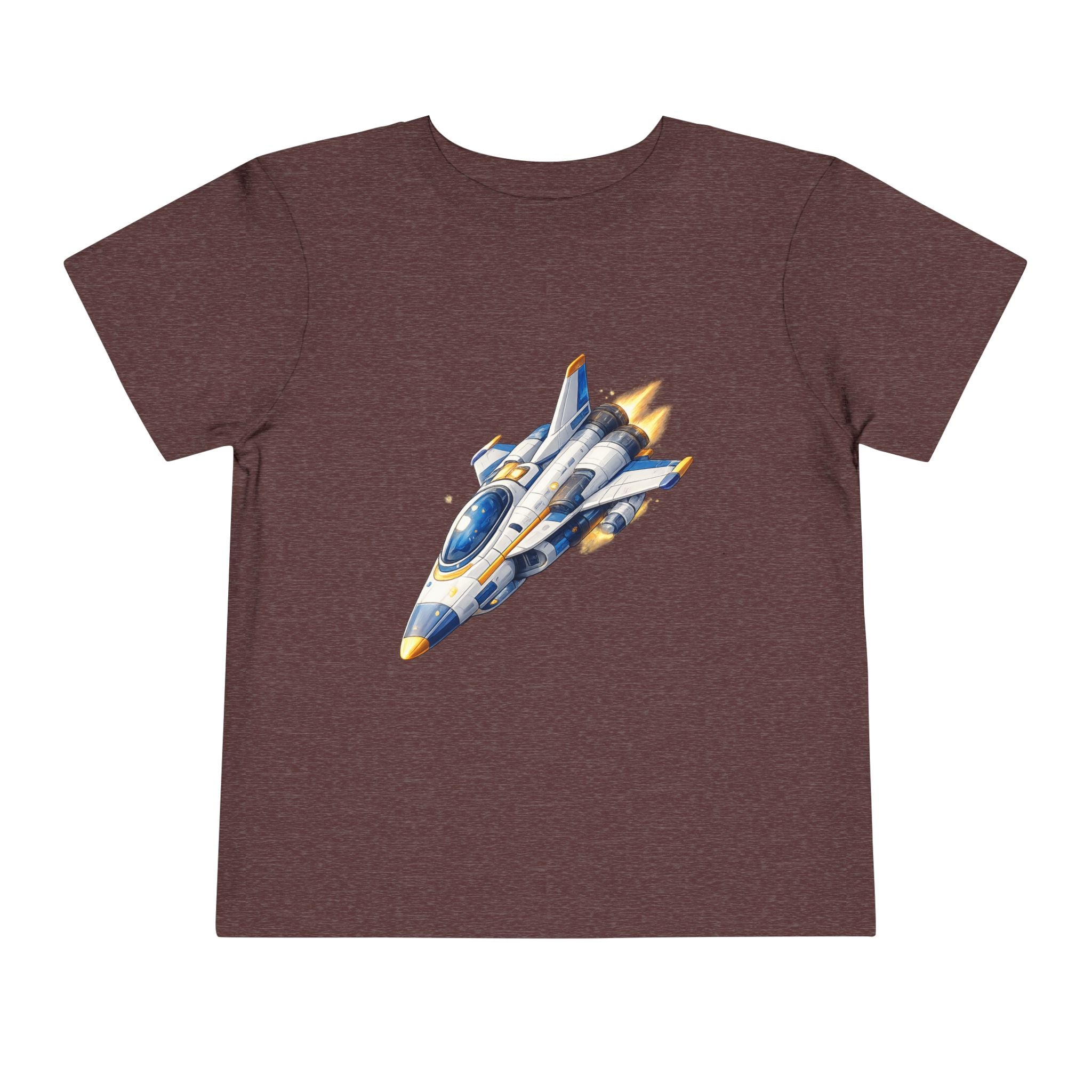 Toddler Tee — Blue & Yellow Spaceship Rocket Graphic