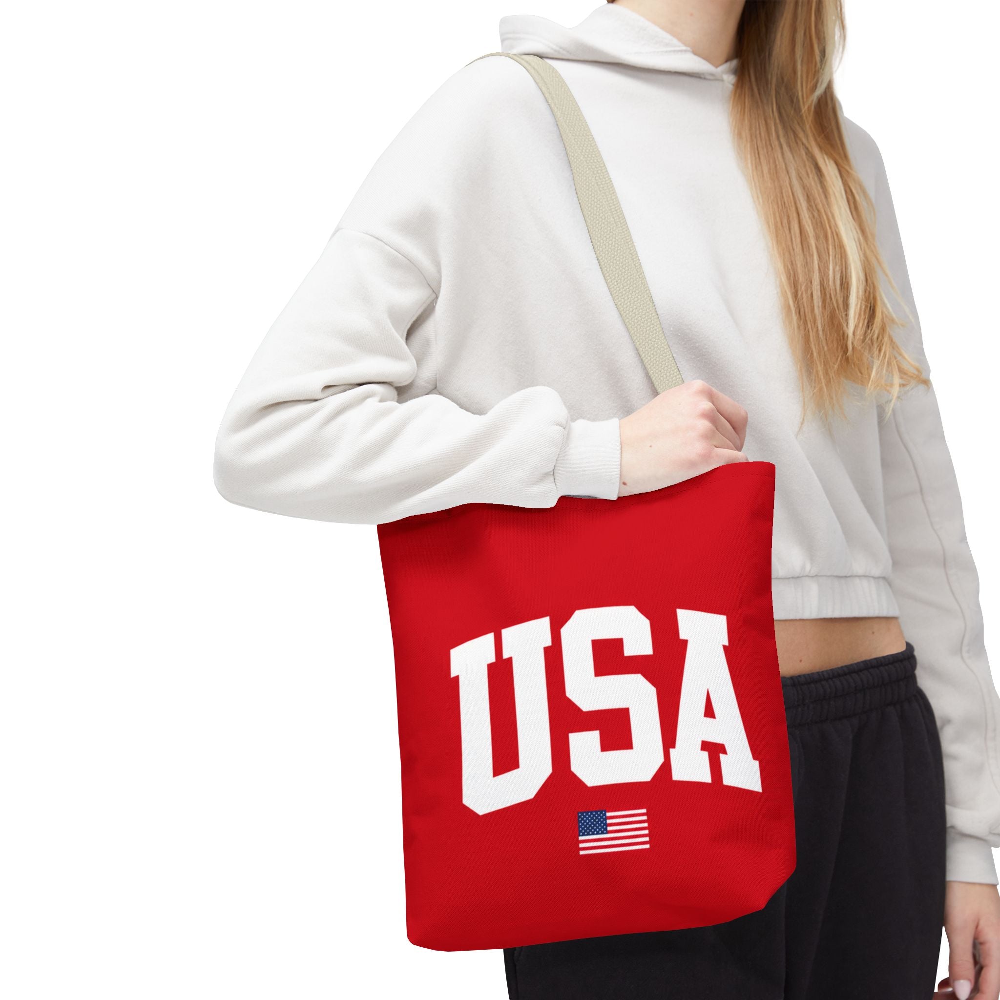 USA Flag Red Tote Bag — Patriotic American Flag