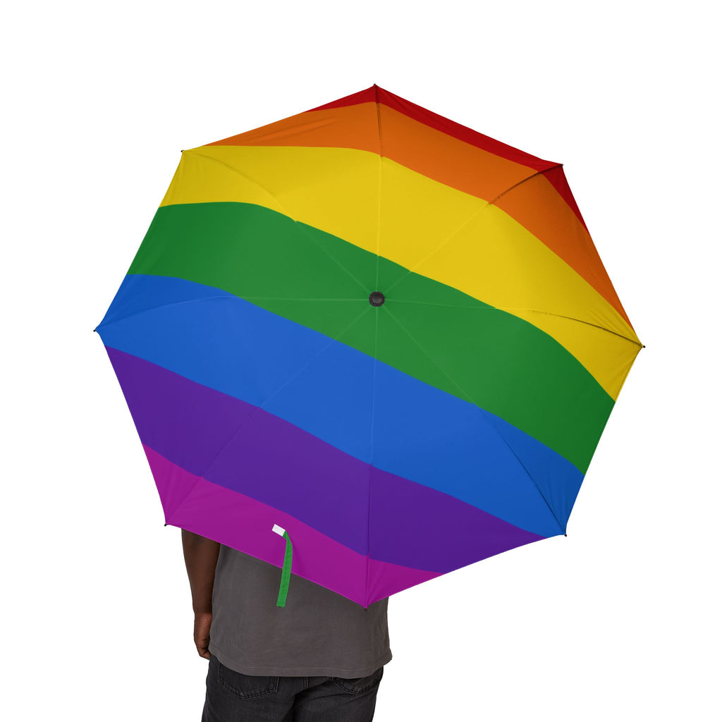 Rainbow Stripe Foldable Umbrella — Compact Semi‑Automatic Travel Umbrella