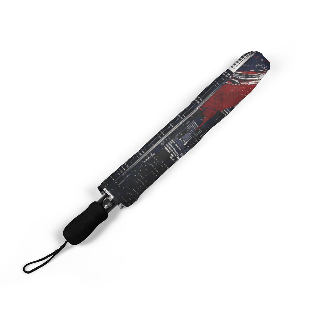 New York Flag Skyline Foldable Umbrella — Semi-Automatic Compact Travel Umbrella