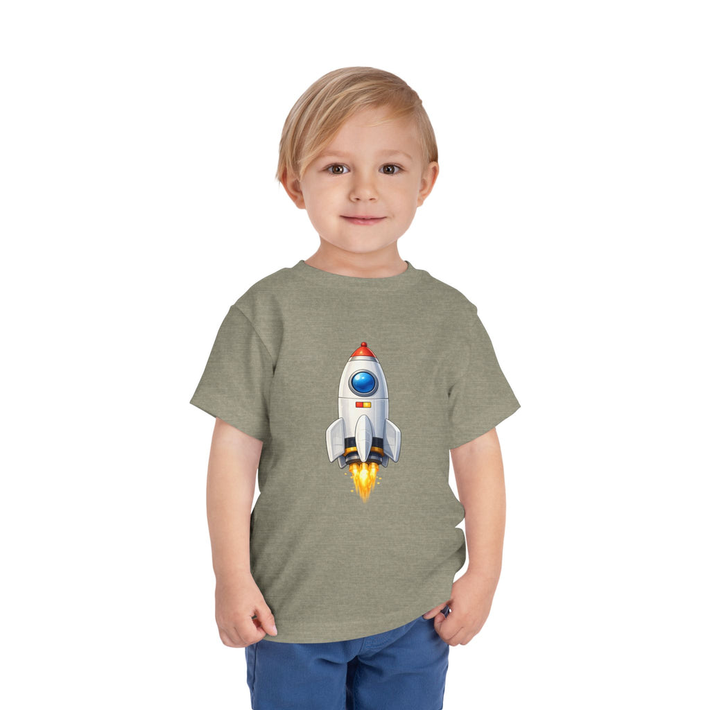 Toddler Rocket Tee — Cute Space Rocket Graphic Short Sleeve Shirt for Kids