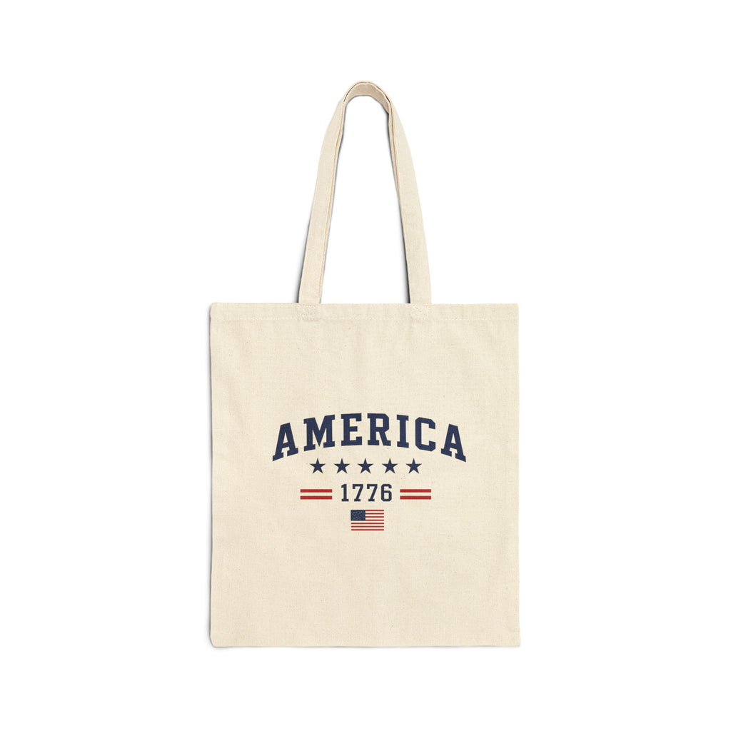 America 1776 Canvas Tote Bag — Patriotic Cotton Grocery & Market Tote