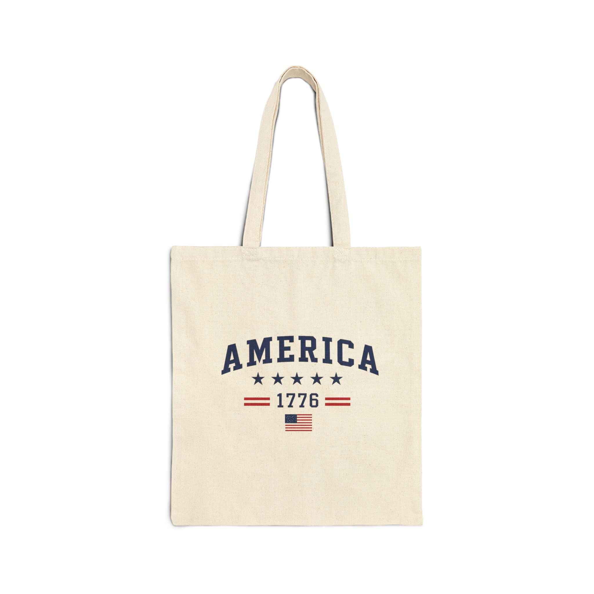 America 1776 Canvas Tote Bag — Patriotic Cotton Grocery & Market Tote