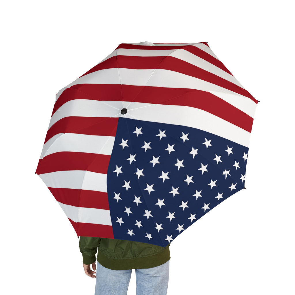 American Flag Foldable Umbrella — Patriotic Semi-Automatic Travel Umbrella