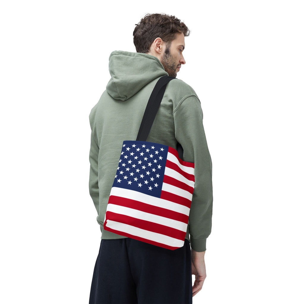 American Flag Tote Bag — Patriotic Stars & Stripes All-Over Print