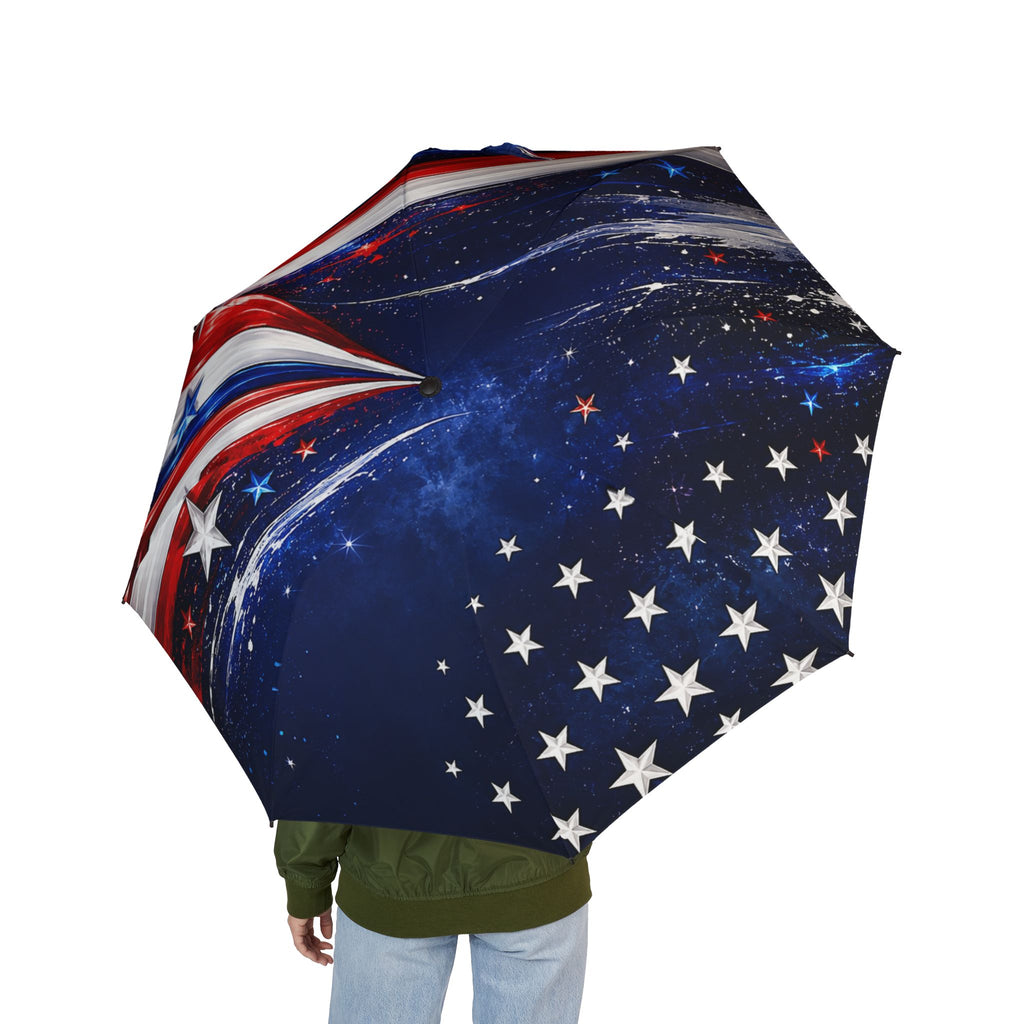 American Flag Foldable Umbrella — Patriotic Semi-Automatic Compact Umbrella