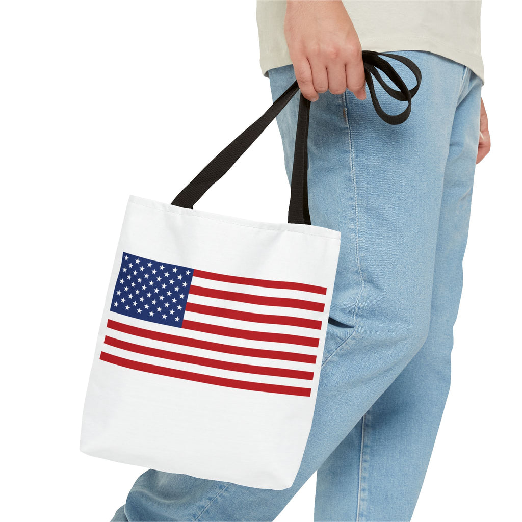 American Flag Canvas Tote | USA Patriotic Tote Bag | Reusable Grocery Bag | Beach & Travel Tote | Fourth of July Gift