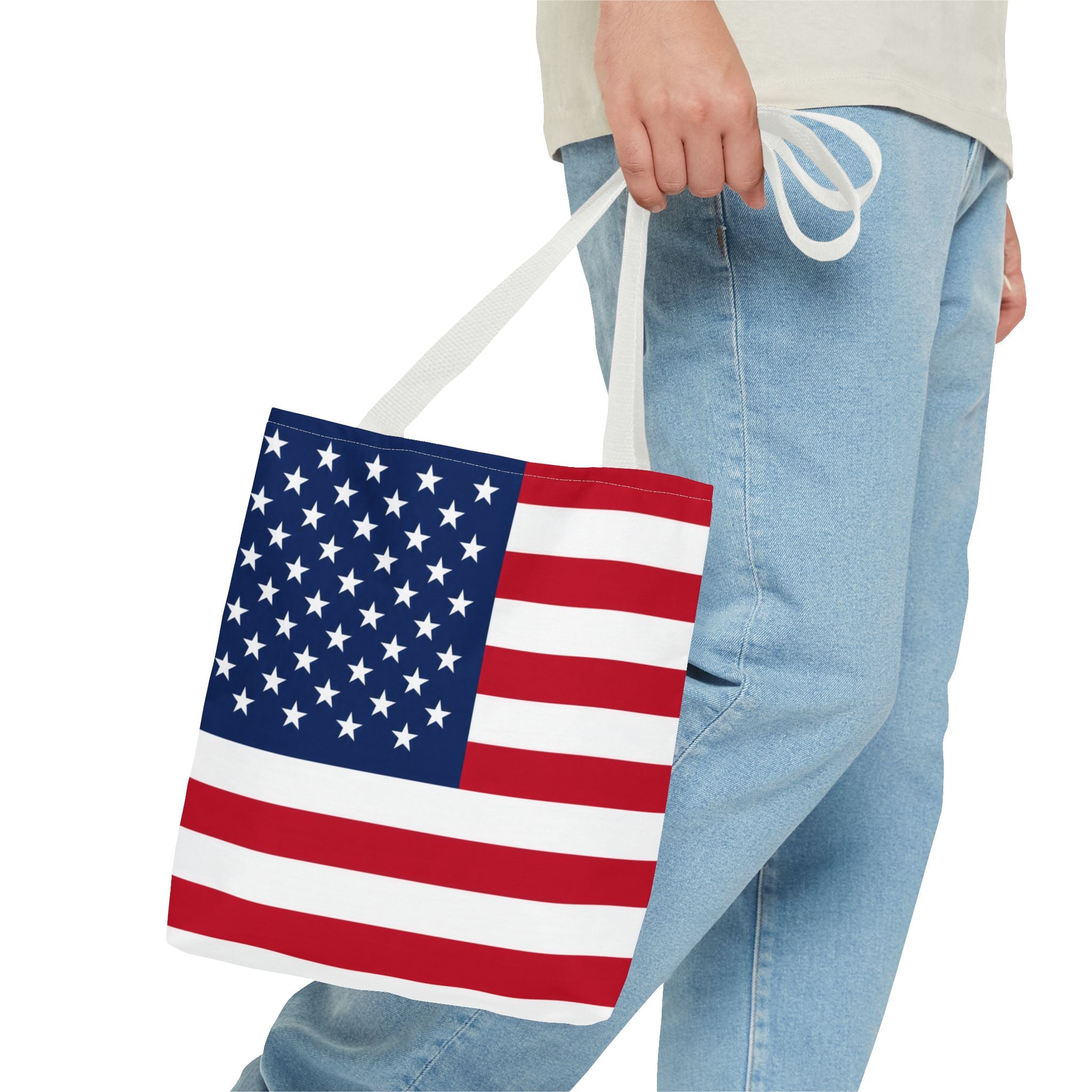 American Flag Tote Bag — Patriotic Stars & Stripes All-Over Print