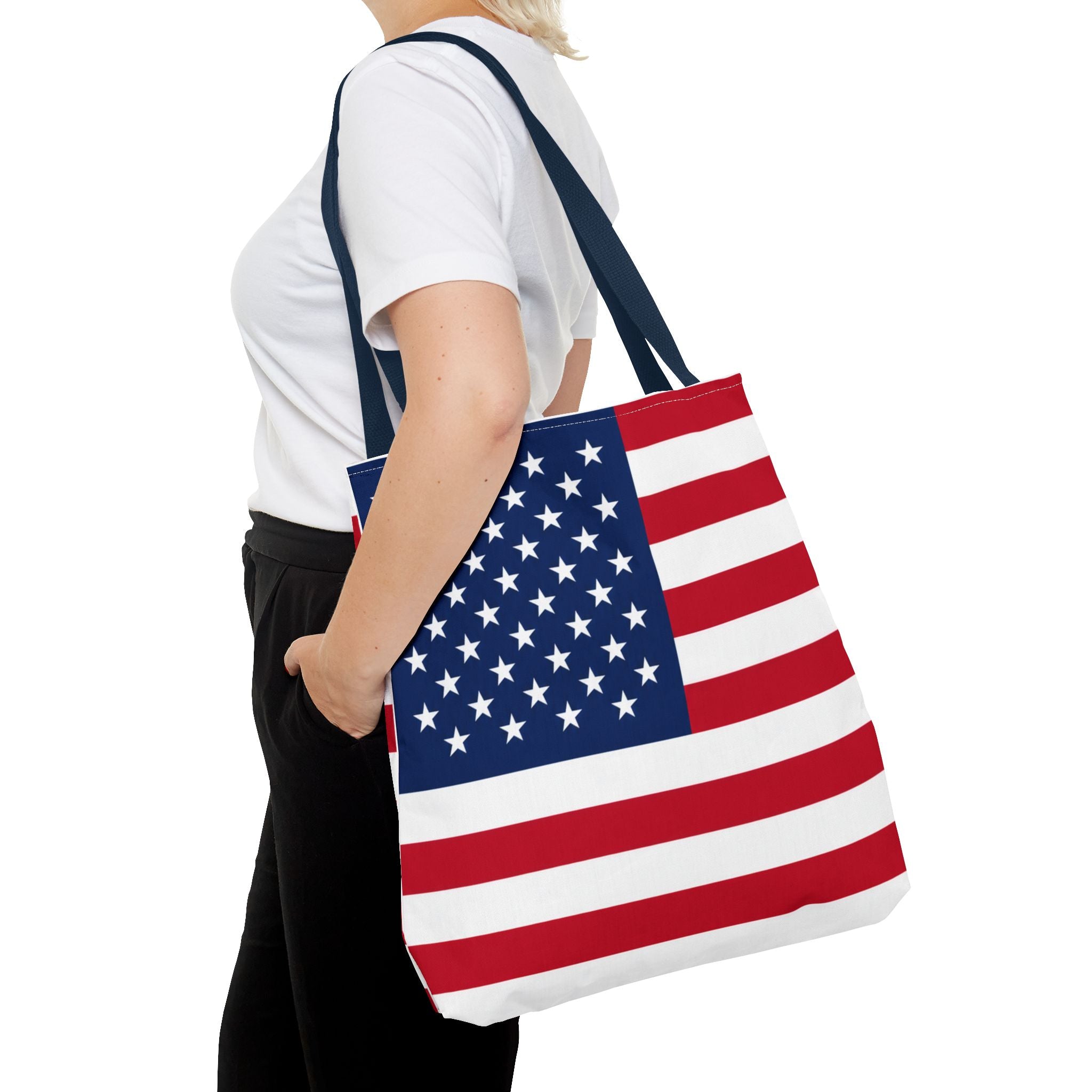 Stars & Stripes Canvas Tote Bag | American Flag Tote | Patriotic Cotton Shopping Bag | Reusable Beach Tote | USA Gift