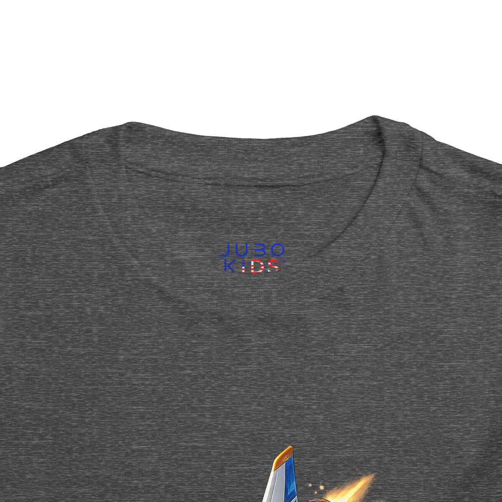 Toddler Tee — Blue & Yellow Spaceship Rocket Graphic