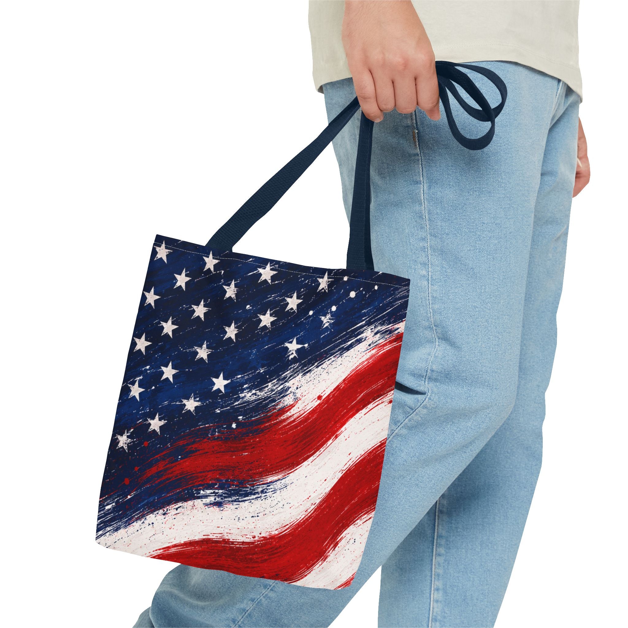 American Flag Tote Bag — Patriotic Stars & Stripes All-Over Print Tote