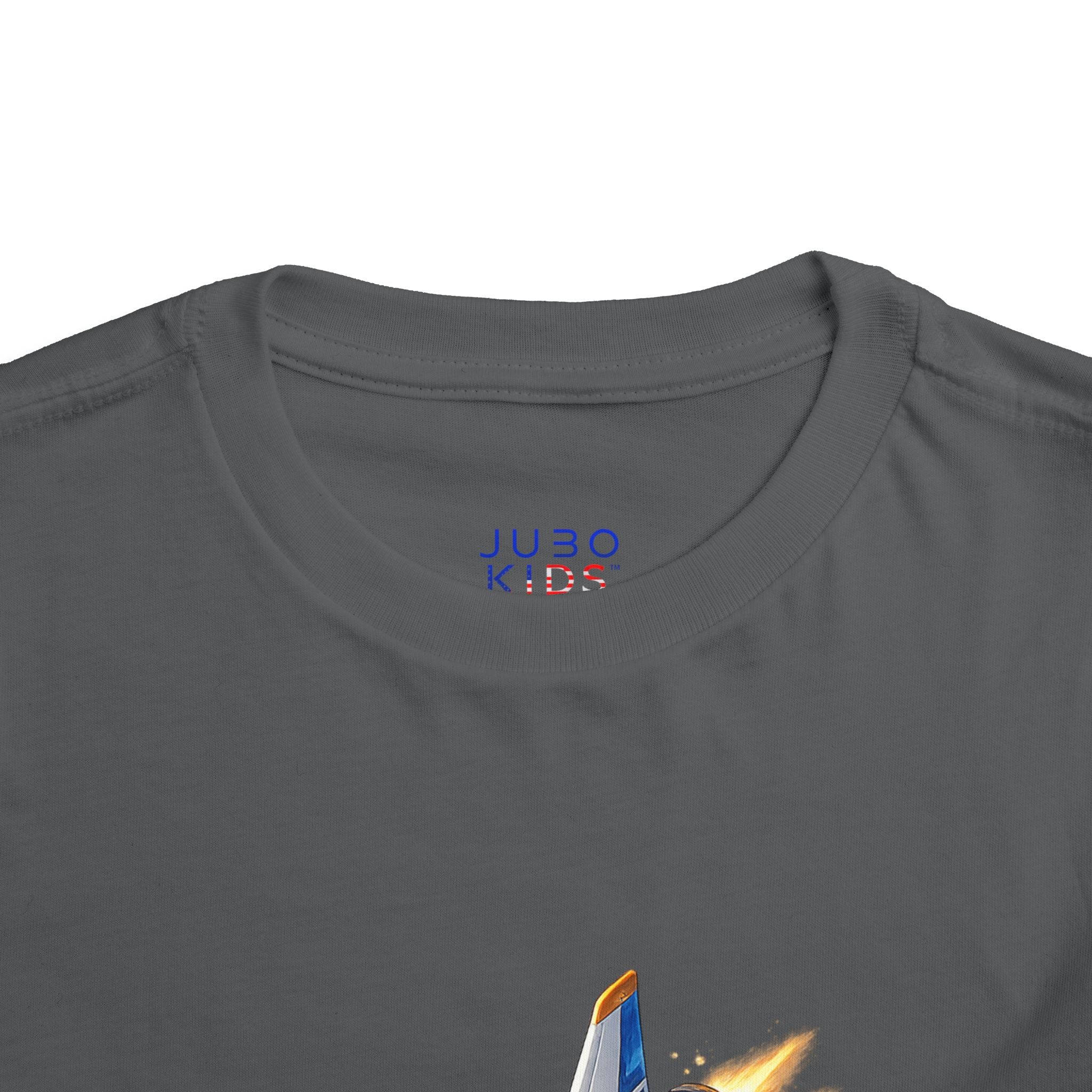 Toddler Tee — Blue & Yellow Spaceship Rocket Graphic