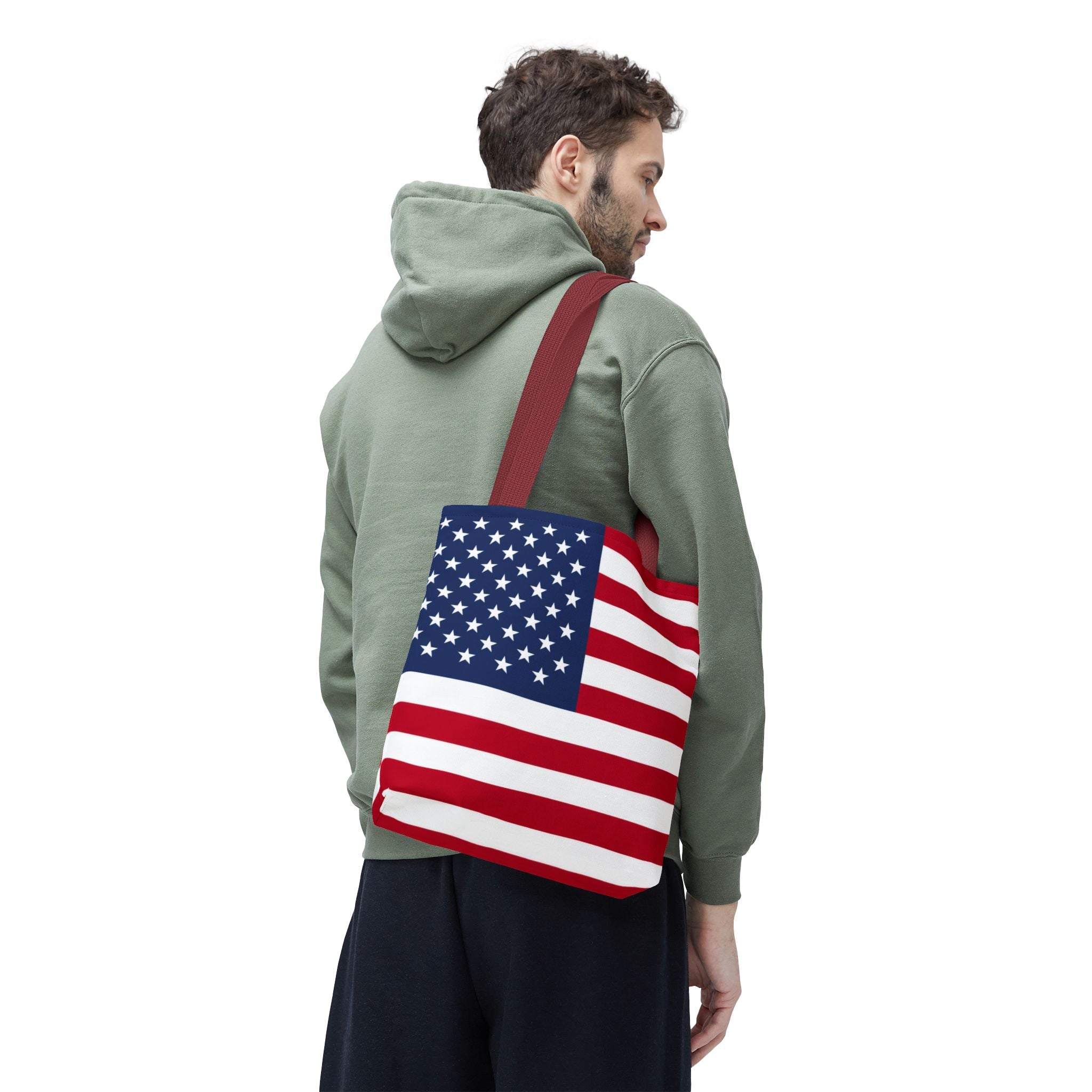 American Flag Tote Bag — Patriotic Stars & Stripes All-Over Print