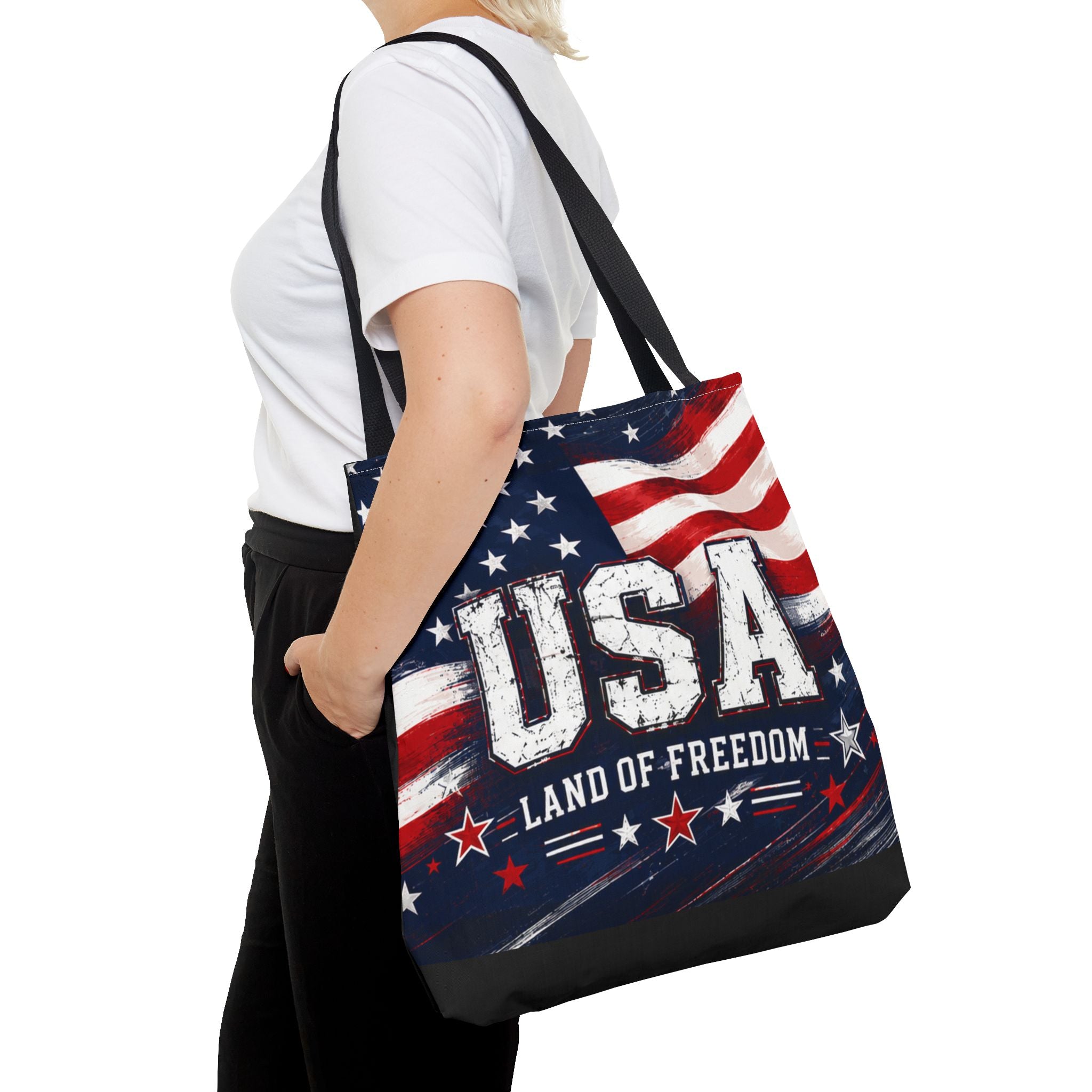 Land of the Free Canvas Tote Bag | Patriotic USA Tote | American Flag Gift