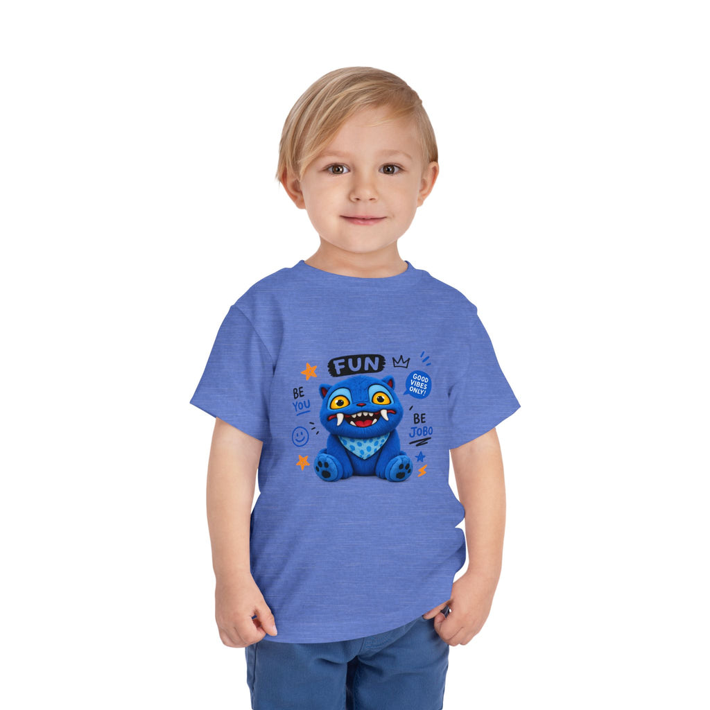 Fun Blue Monster Toddler Tee — "Be You Be Jobo" Graphic Shirt