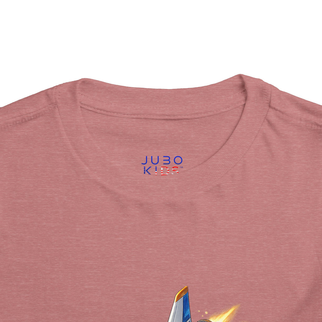 Toddler Tee — Blue & Yellow Spaceship Rocket Graphic