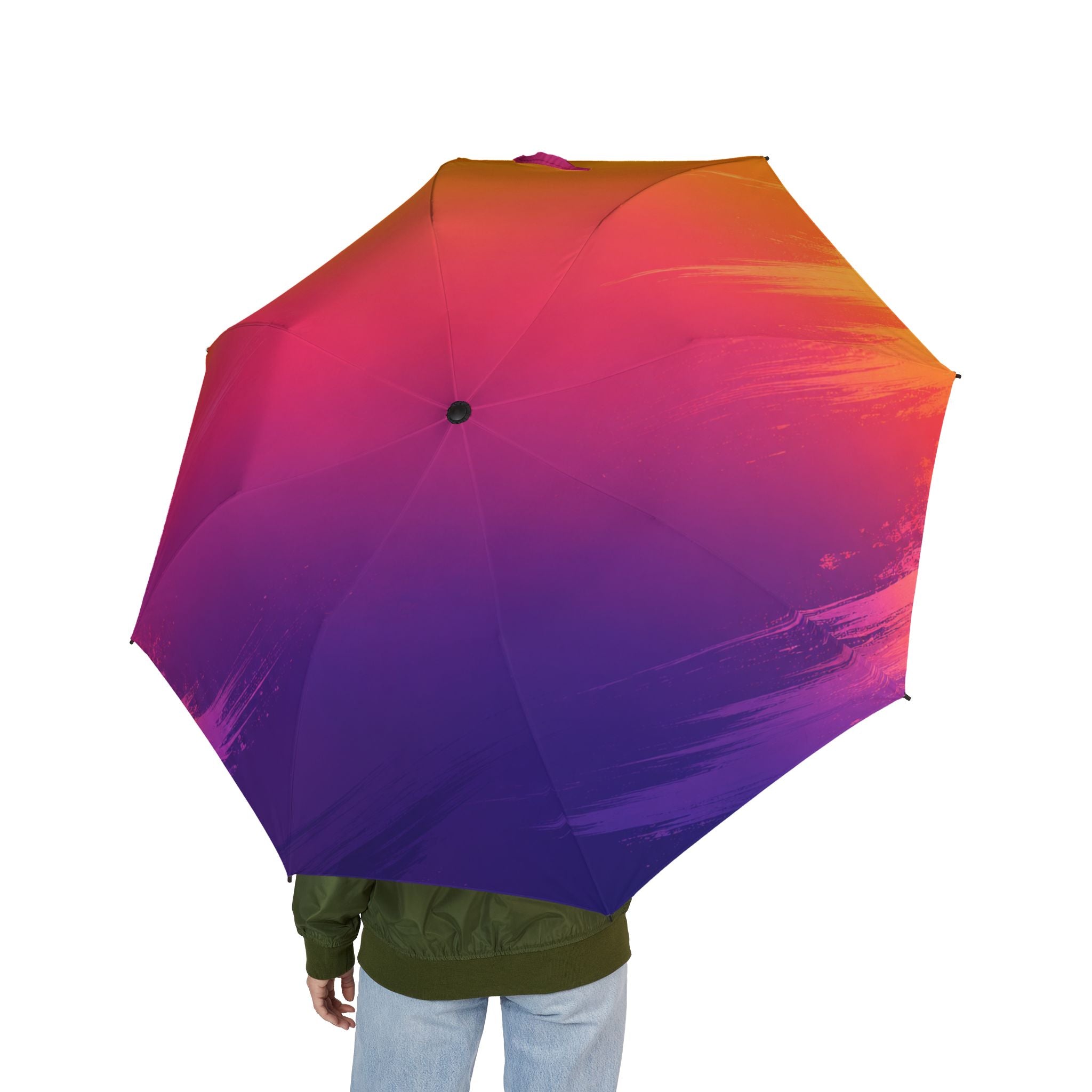 Gradient Sunset Foldable Umbrella — Semi‑Automatic Compact Rain Shield