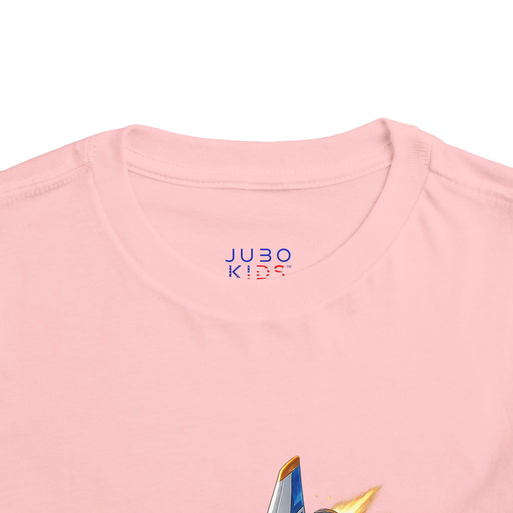 Toddler Tee — Blue & Yellow Spaceship Rocket Graphic