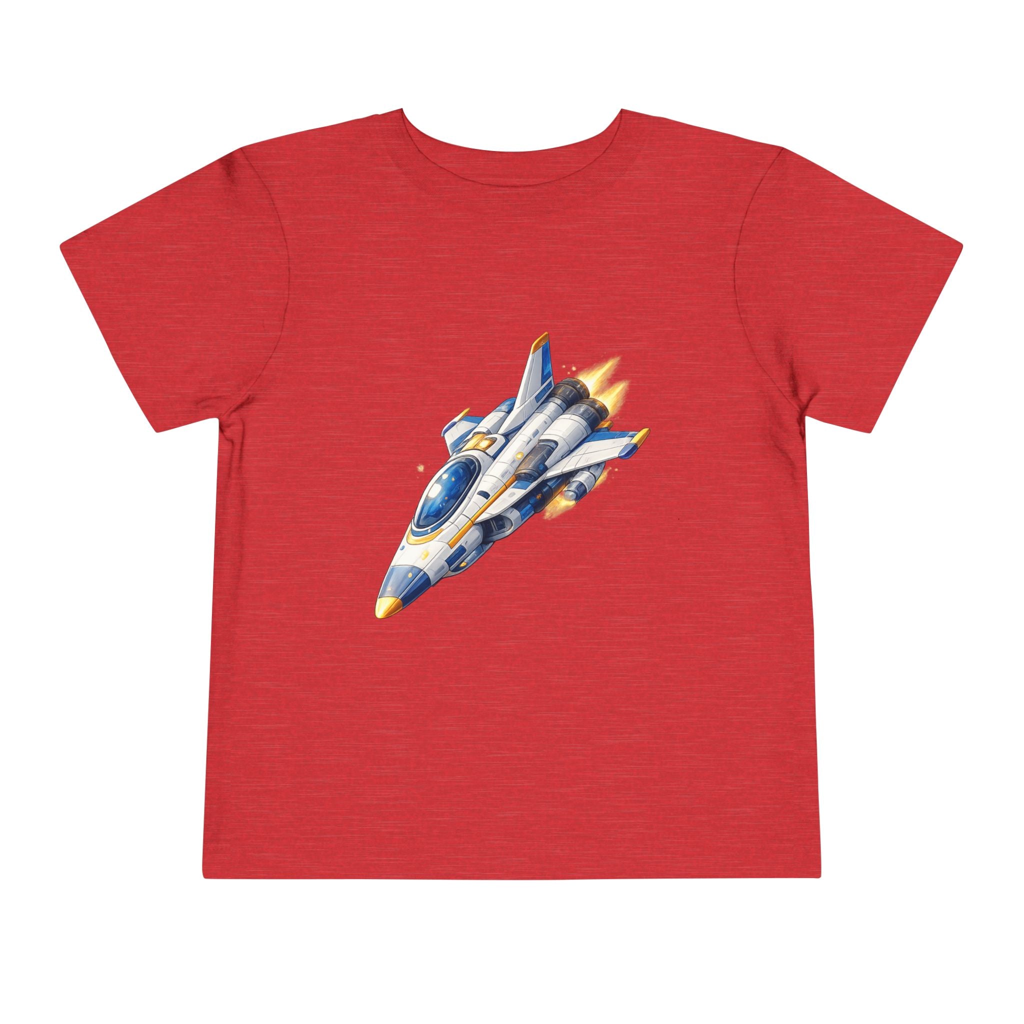 Toddler Tee — Blue & Yellow Spaceship Rocket Graphic