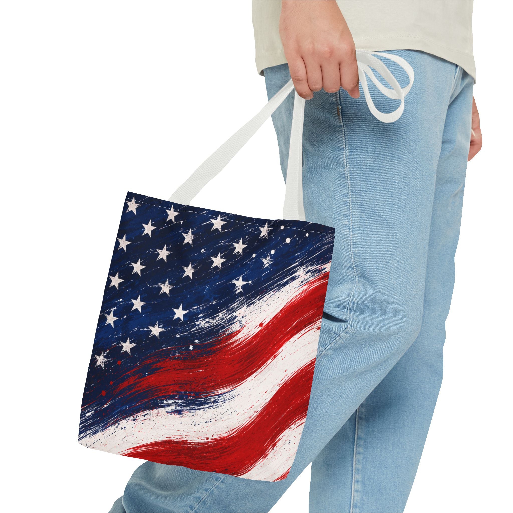 American Flag Tote Bag — Patriotic Stars & Stripes All-Over Print Tote