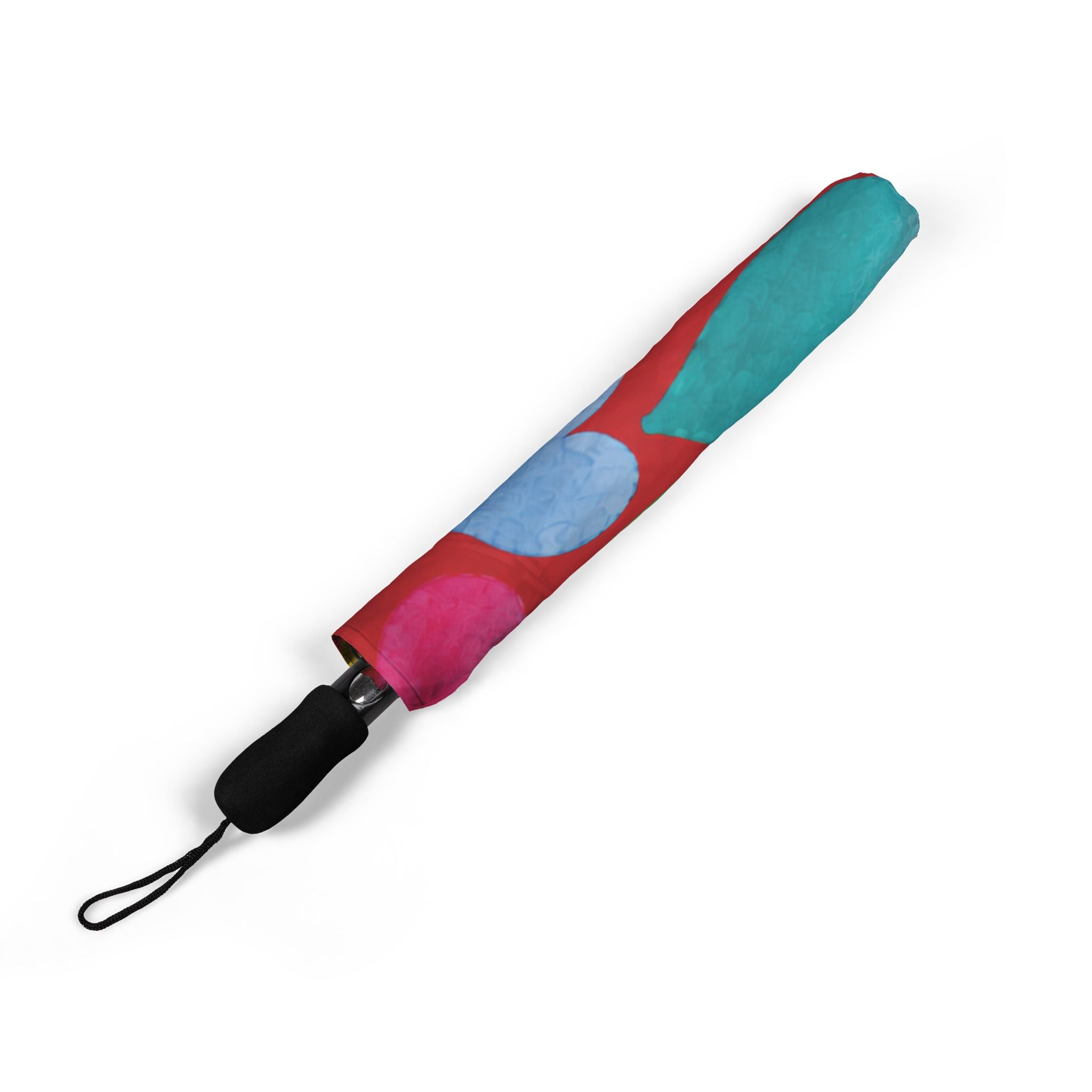 Foldable Umbrella — Colorful Heart Pattern Semi-Automatic Compact Umbrella for Rainy Days, Travel & Gifts