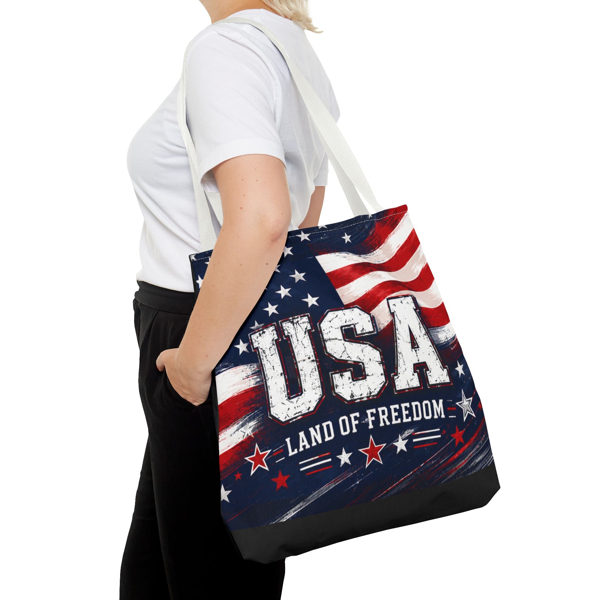 Land of the Free Canvas Tote Bag | Patriotic USA Tote | American Flag Gift
