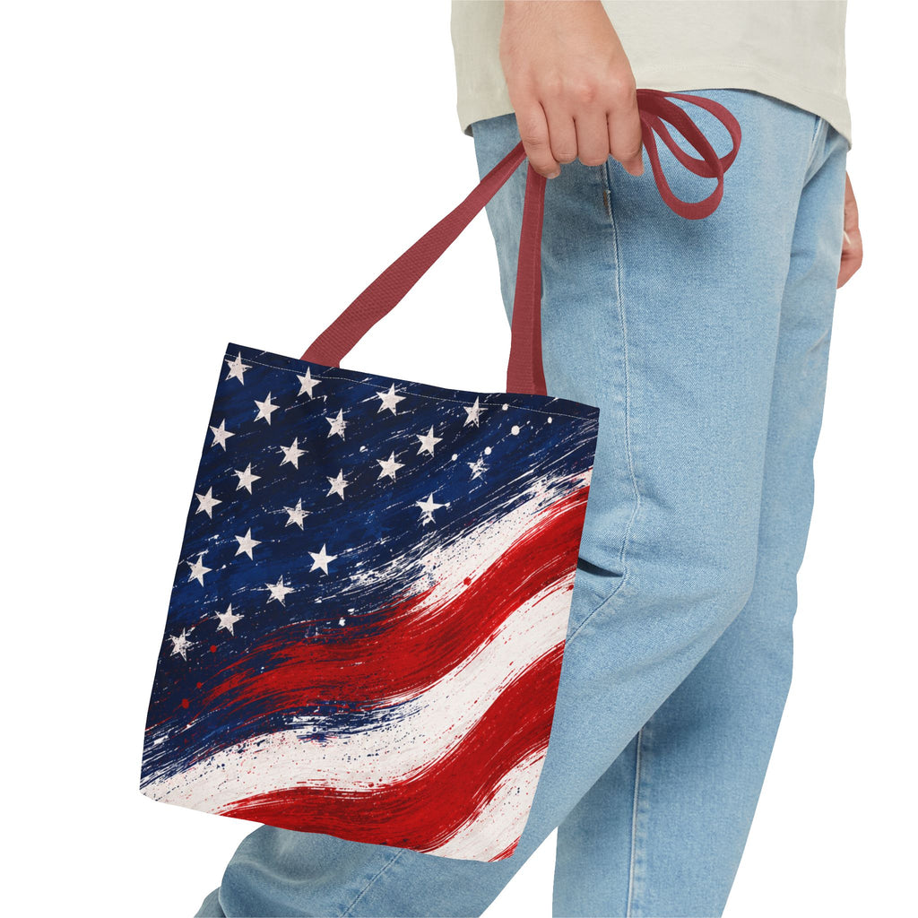 American Flag Tote Bag — Patriotic Stars & Stripes All-Over Print Tote
