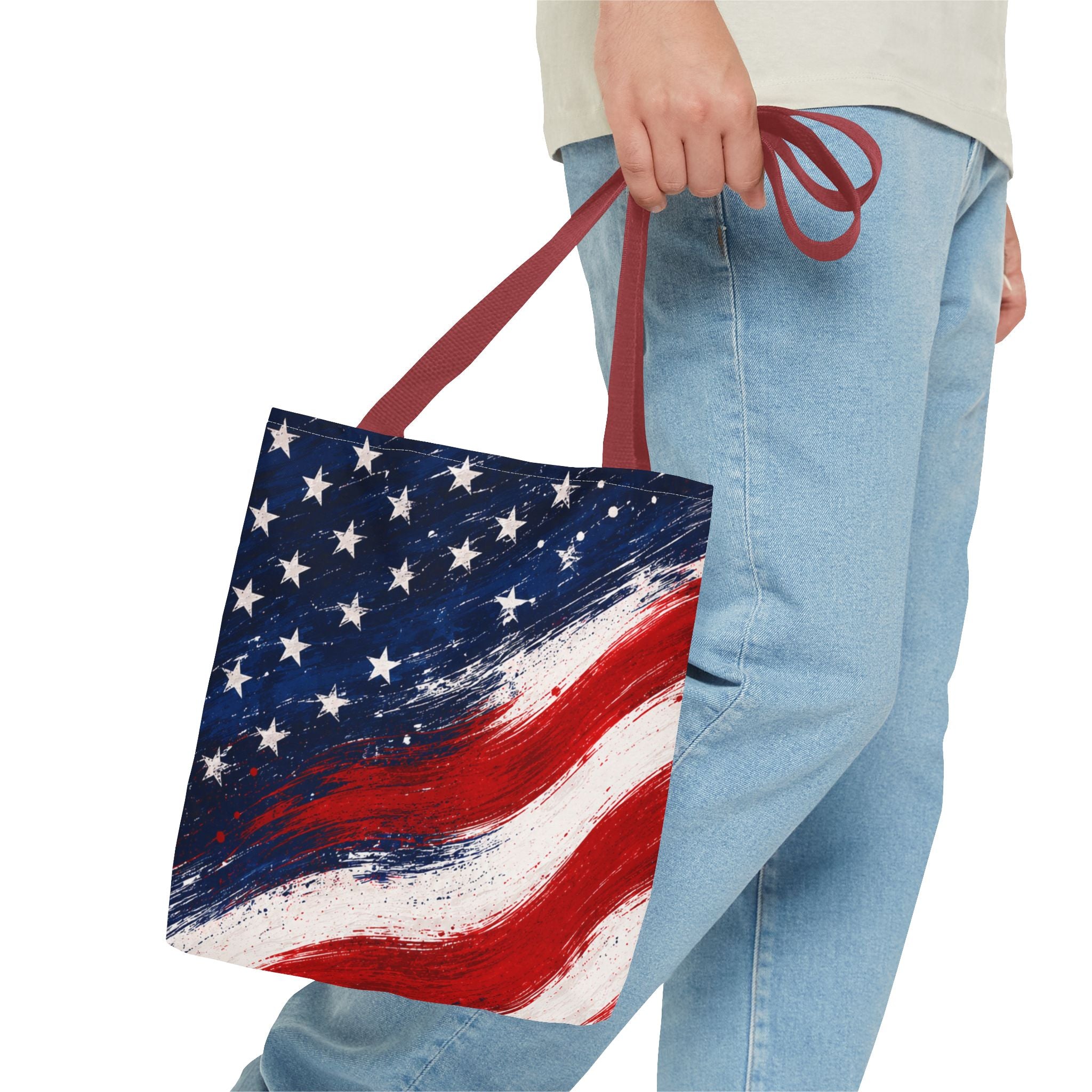American Flag Tote Bag — Patriotic Stars & Stripes All-Over Print Tote