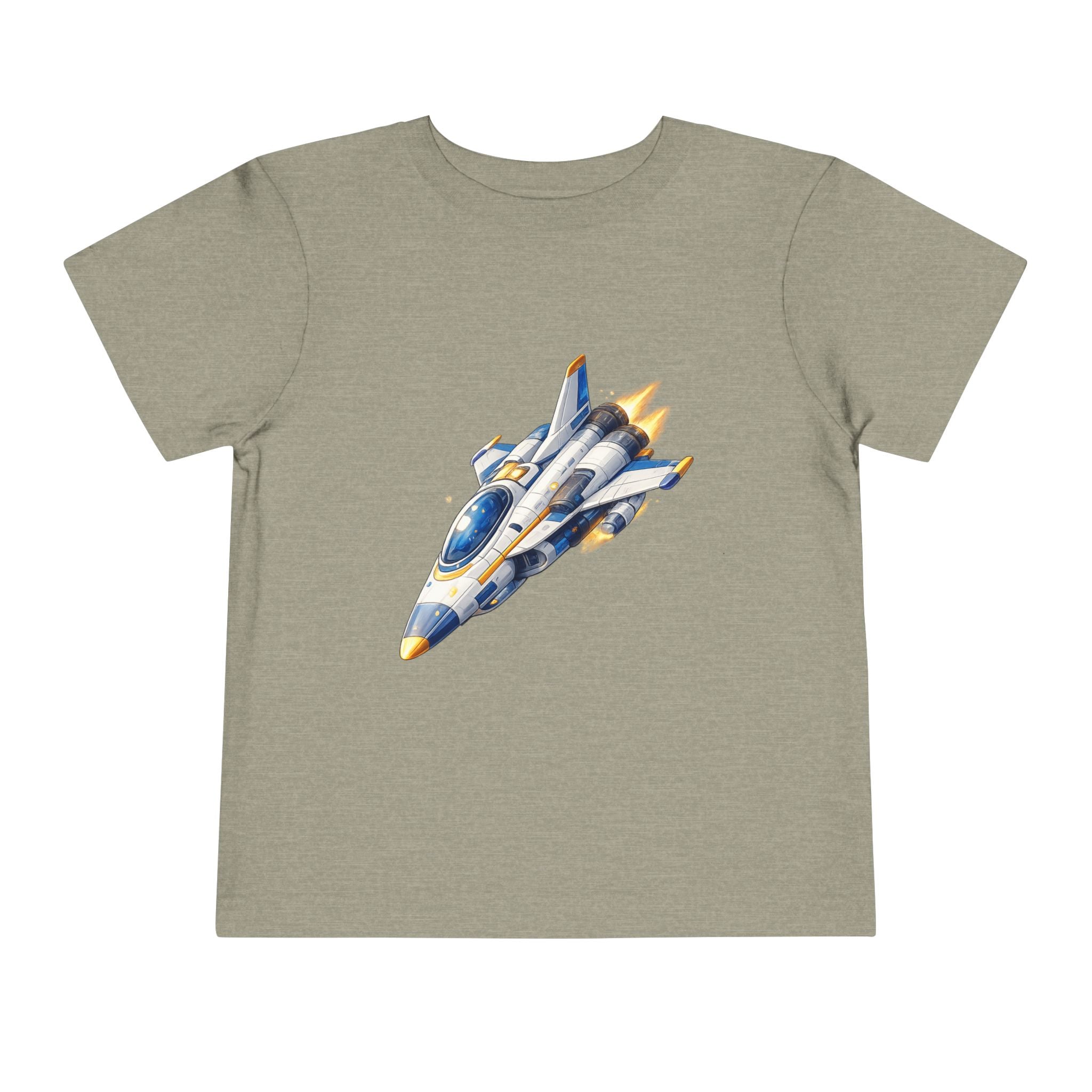Toddler Tee — Blue & Yellow Spaceship Rocket Graphic