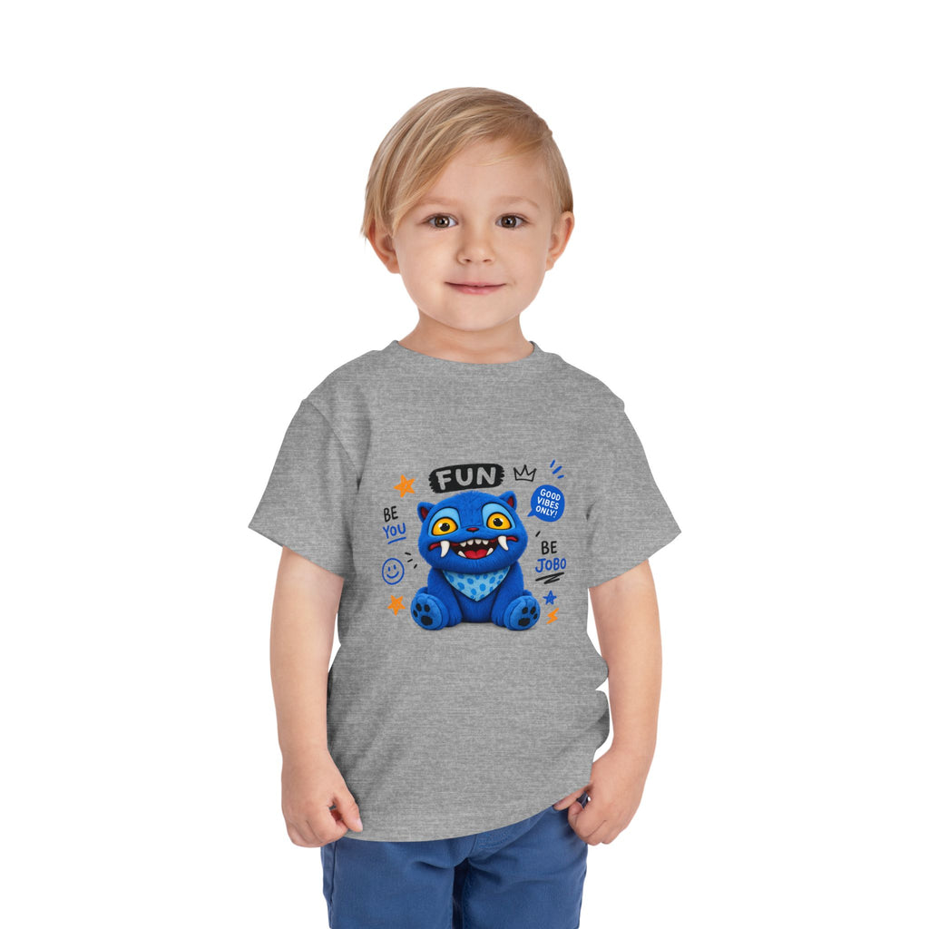 Fun Blue Monster Toddler Tee — "Be You Be Jobo" Graphic Shirt
