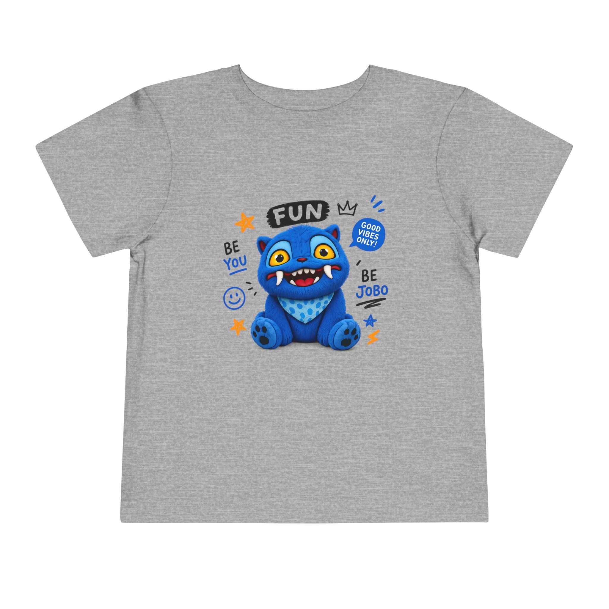 Fun Blue Monster Toddler Tee — "Be You Be Jobo" Graphic Shirt
