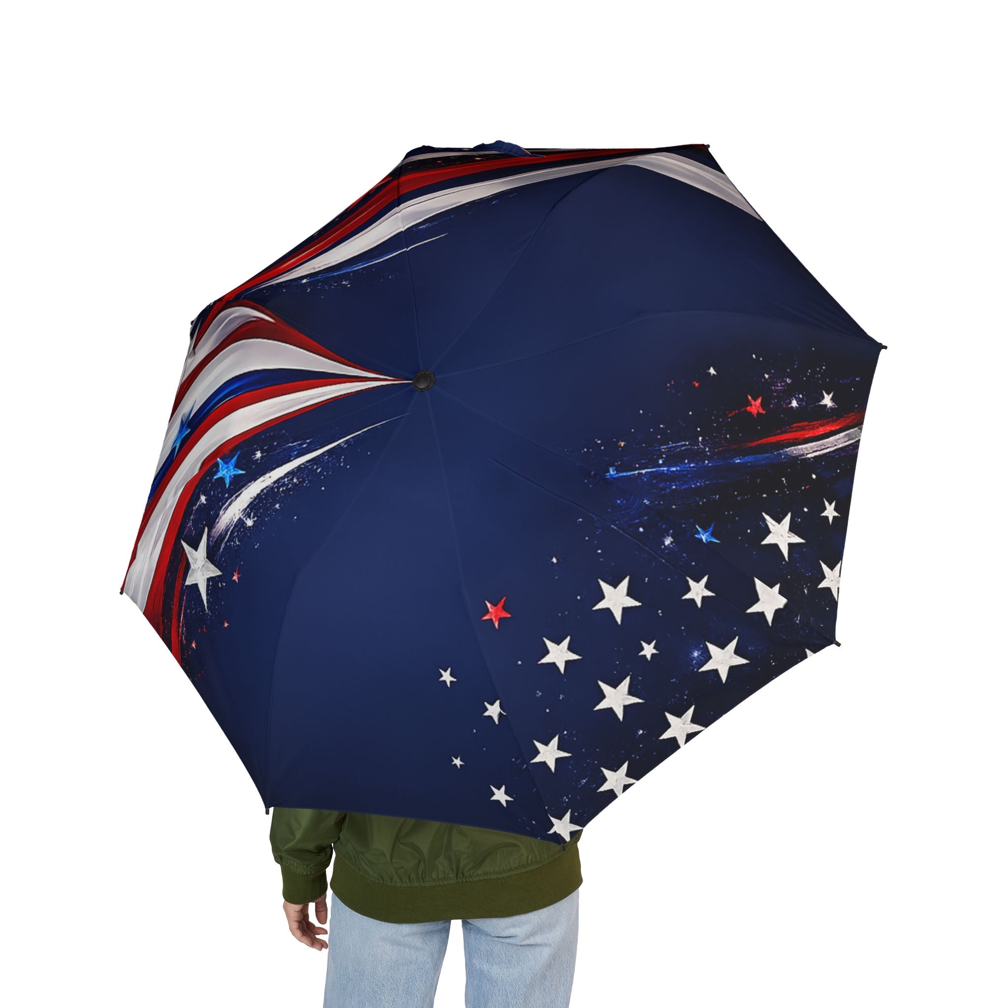 American Flag Foldable Umbrella — Patriotic Semi-Automatic Compact Umbrella