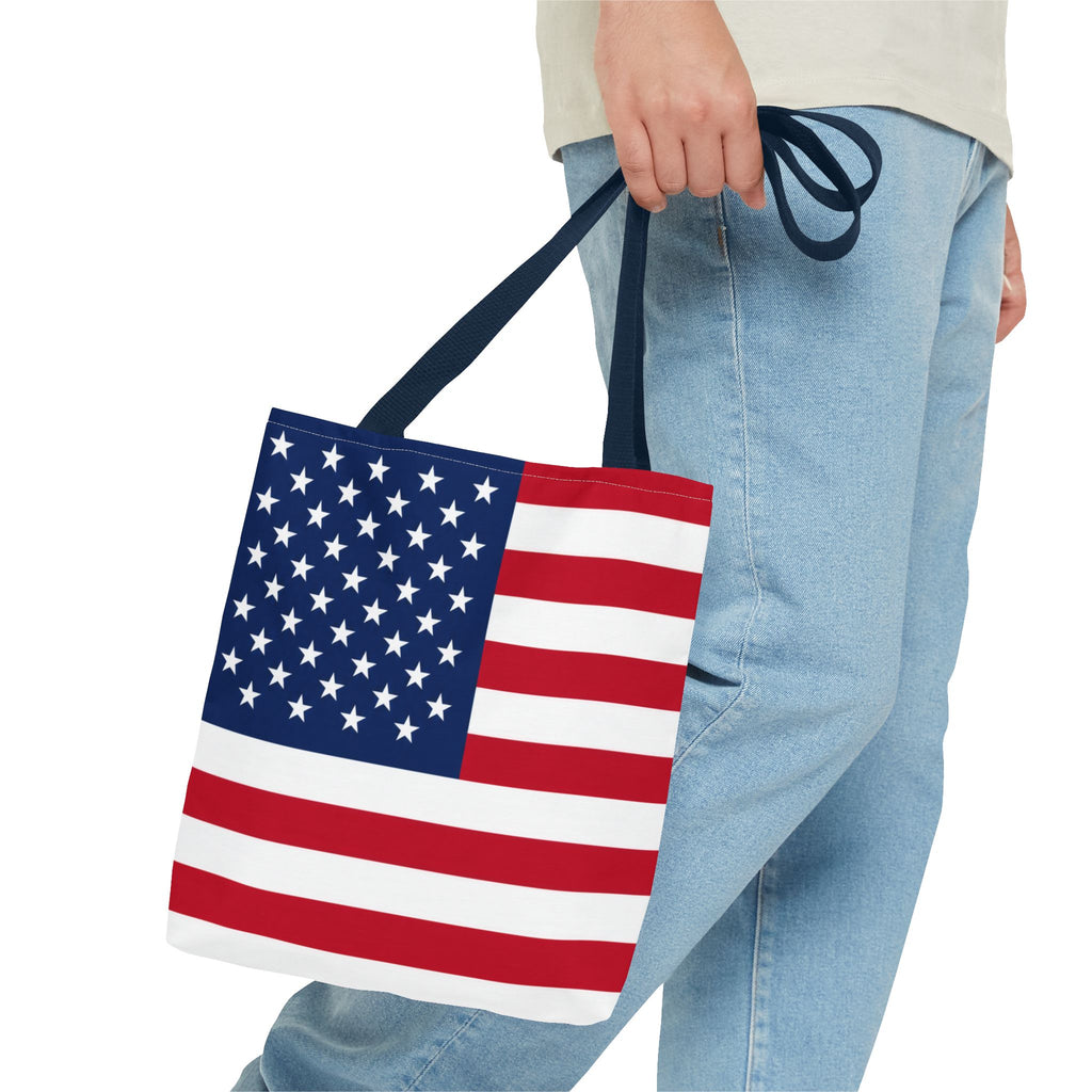 Stars & Stripes Canvas Tote Bag | American Flag Tote | Patriotic Cotton Shopping Bag | Reusable Beach Tote | USA Gift