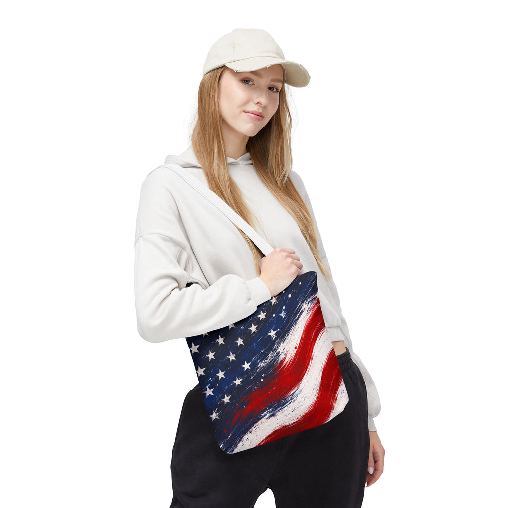 American Flag Tote Bag — Patriotic Stars & Stripes All-Over Print Tote