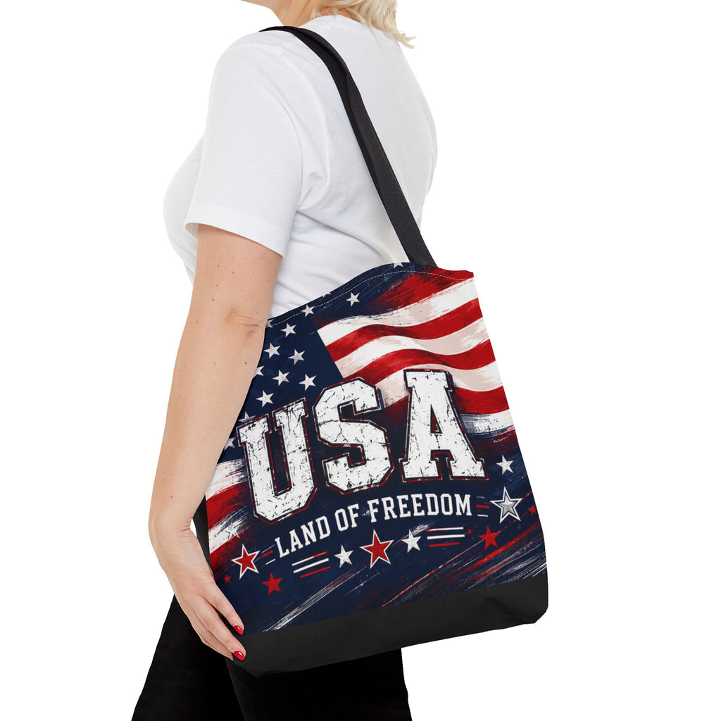 Land of the Free Canvas Tote Bag | Patriotic USA Tote | American Flag Gift