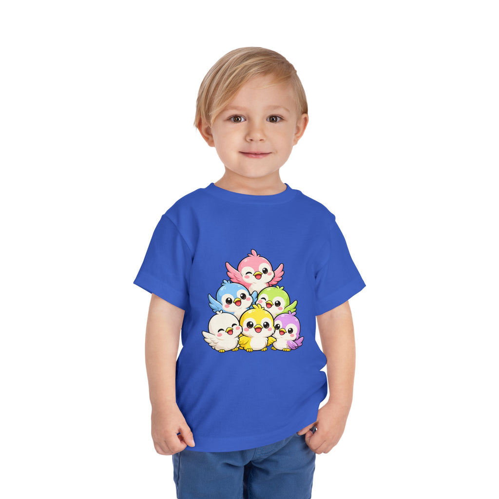 Toddler Tee — Cute Rainbow Baby Birds Graphic Shirt