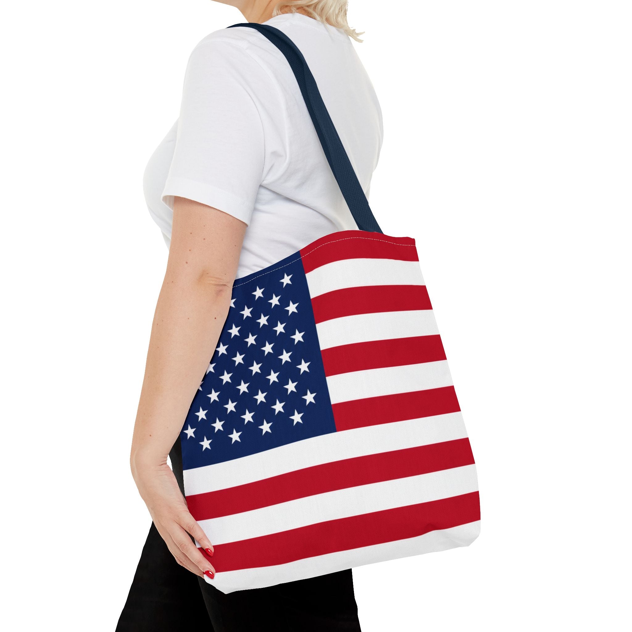 Stars & Stripes Canvas Tote Bag | American Flag Tote | Patriotic Cotton Shopping Bag | Reusable Beach Tote | USA Gift