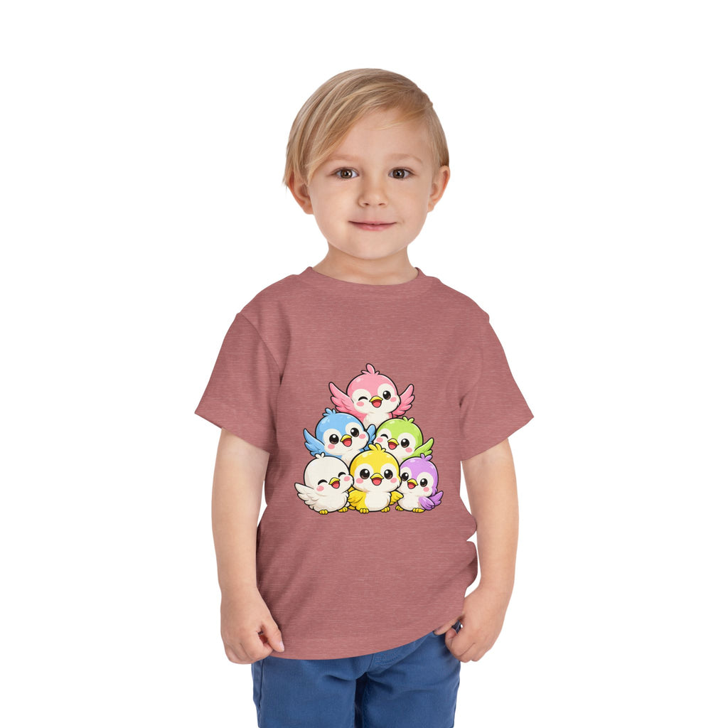 Toddler Tee — Cute Rainbow Baby Birds Graphic Shirt