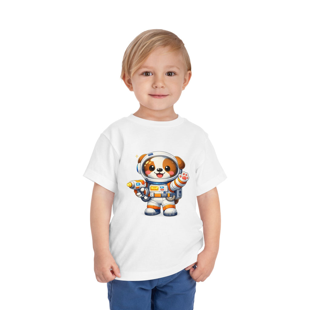 Toddler Astronaut Puppy Tee — Cute Space Dog Short Sleeve Shirt