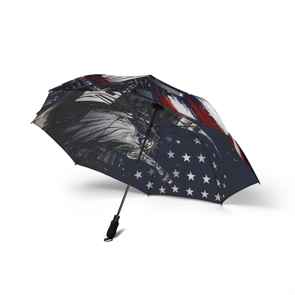 New York Flag Skyline Foldable Umbrella — Semi-Automatic Compact Travel Umbrella