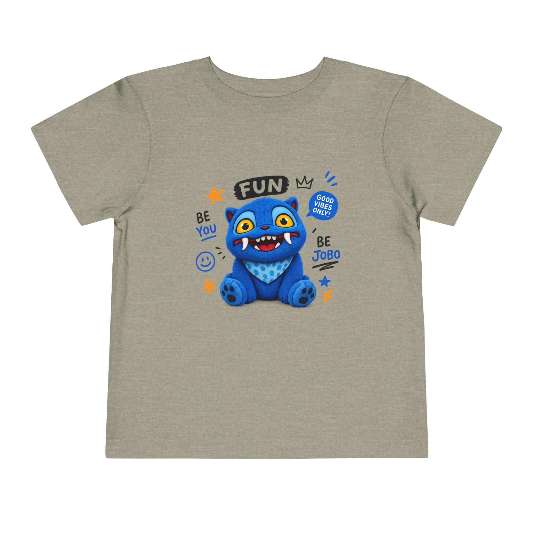 Fun Blue Monster Toddler Tee — "Be You Be Jobo" Graphic Shirt