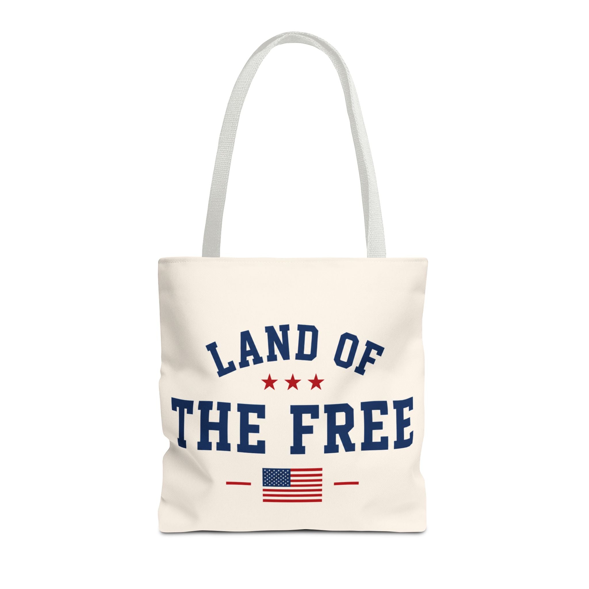 Land of the Free Canvas Tote Bag | Patriotic USA Tote | Reusable Cotton Shopping Bag | American Flag Gift | Everyday Beach Tote
