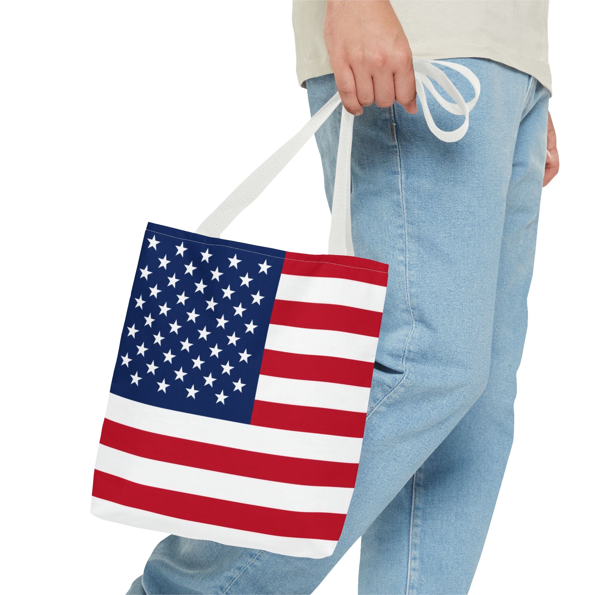 Stars & Stripes Canvas Tote Bag | American Flag Tote | Patriotic Cotton Shopping Bag | Reusable Beach Tote | USA Gift