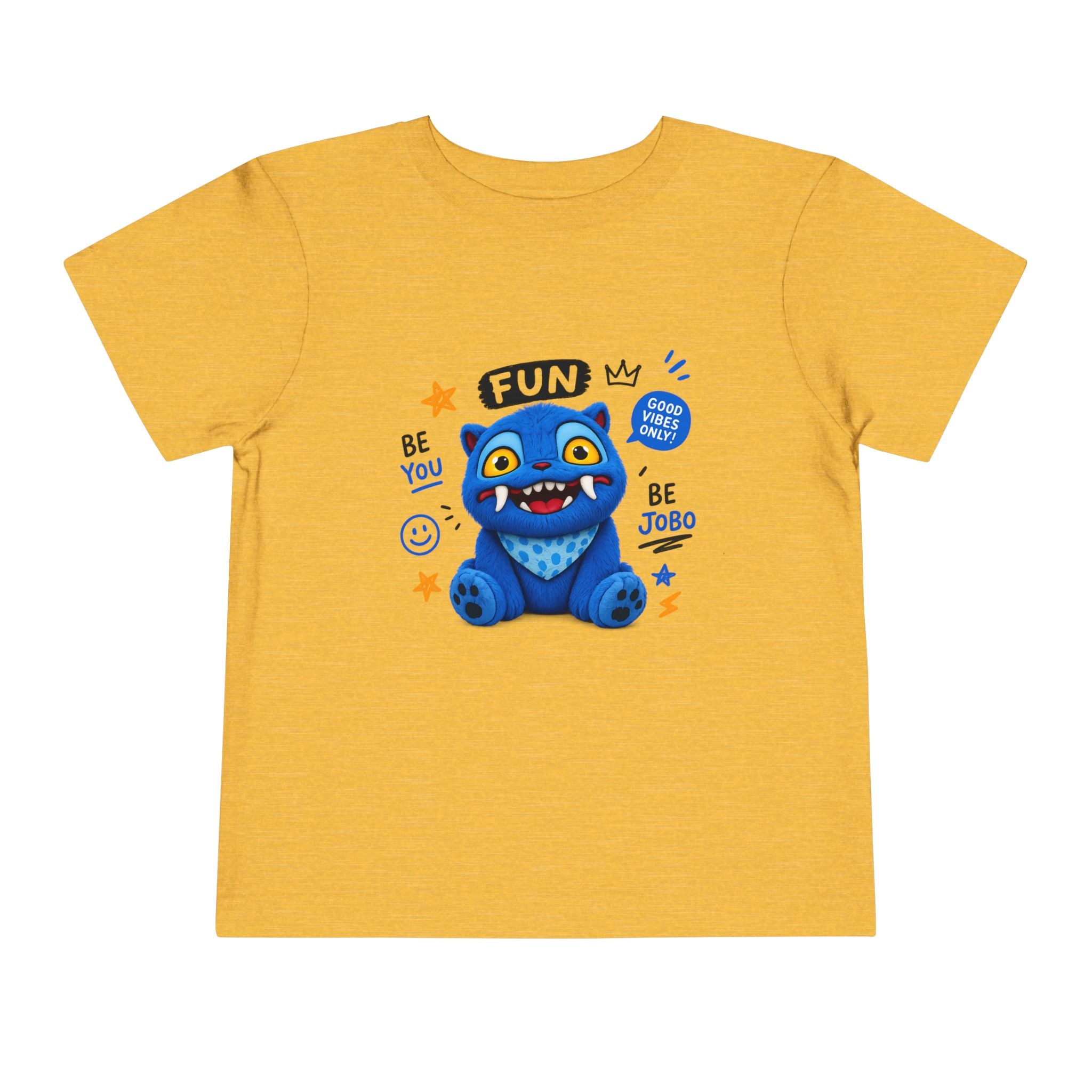 Fun Blue Monster Toddler Tee — "Be You Be Jobo" Graphic Shirt
